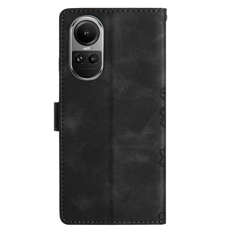 For OPPO Reno10 Pro 5G Global Cherry Blossom Butterfly Skin Feel Embossed PU Phone Case