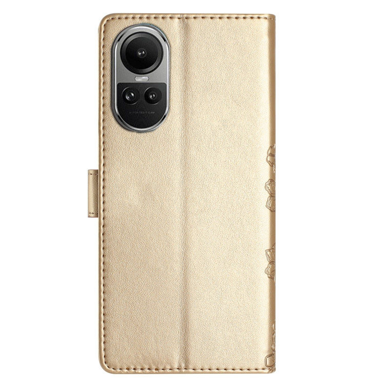 For OPPO Reno10 Pro 5G Global Cherry Blossom Butterfly Skin Feel Embossed PU Phone Case