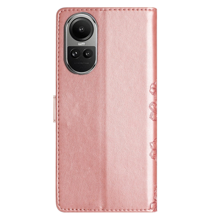 For OPPO Reno10 Pro 5G Global Cherry Blossom Butterfly Skin Feel Embossed PU Phone Case