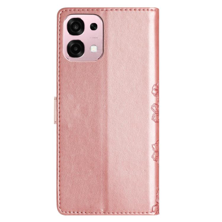 For OPPO A6 Pro 4G / 5G / F31 5G Cherry Blossom Butterfly Skin Feel Embossed PU Phone Case