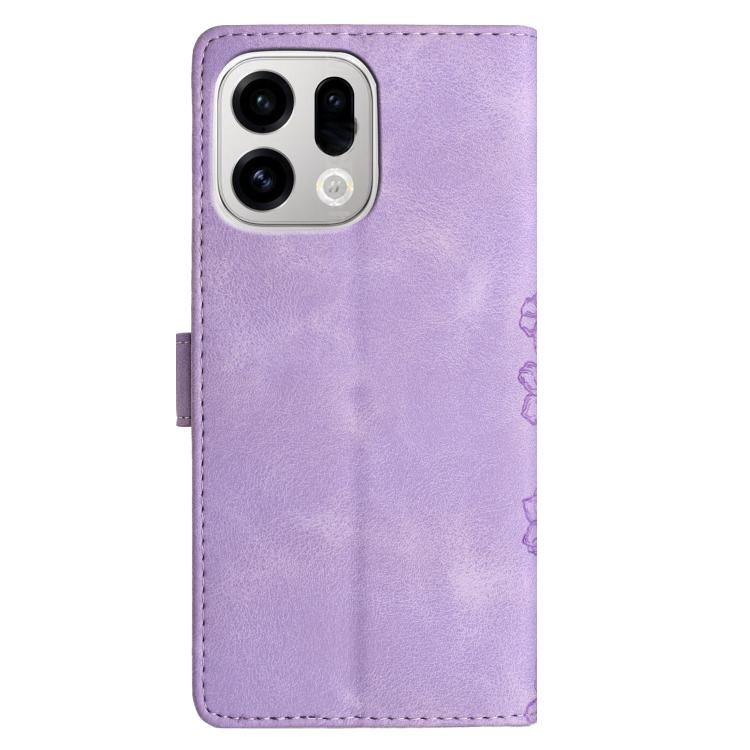 For OPPO Find X9 Cherry Blossom Butterfly Skin Feel Embossed PU Phone Case