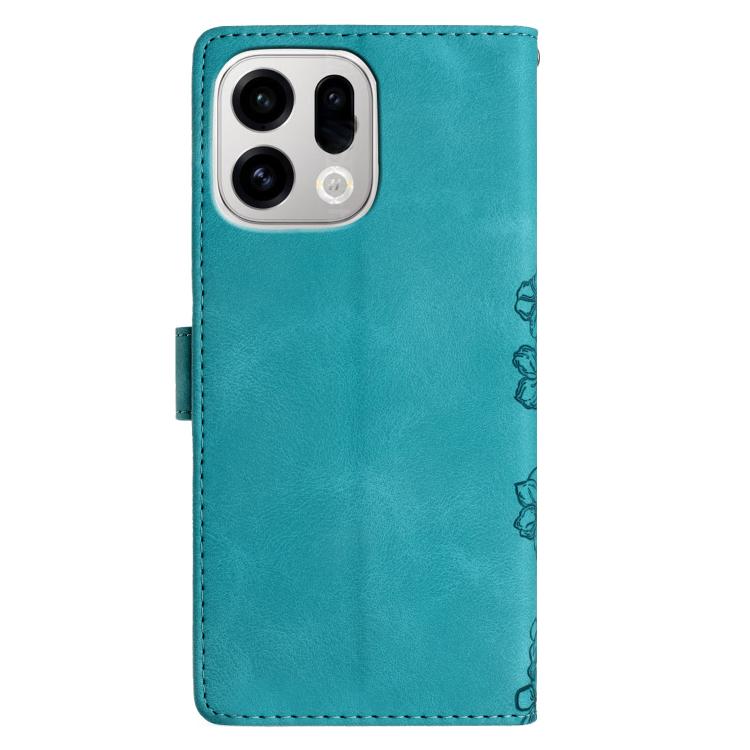 For OPPO Find X9 Cherry Blossom Butterfly Skin Feel Embossed PU Phone Case