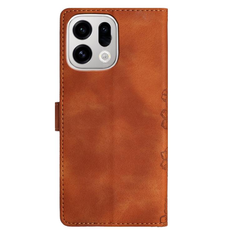 For OPPO Find X9 Cherry Blossom Butterfly Skin Feel Embossed PU Phone Case