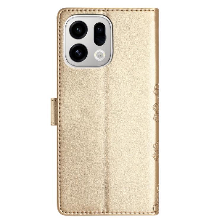 For OPPO Find X9 Cherry Blossom Butterfly Skin Feel Embossed PU Phone Case