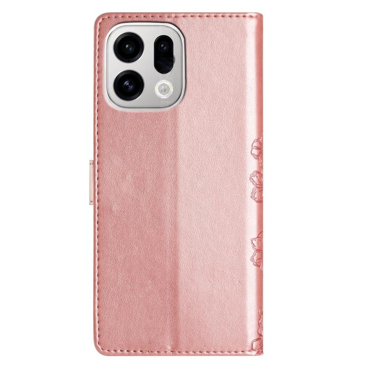 For OPPO Find X9 Cherry Blossom Butterfly Skin Feel Embossed PU Phone Case