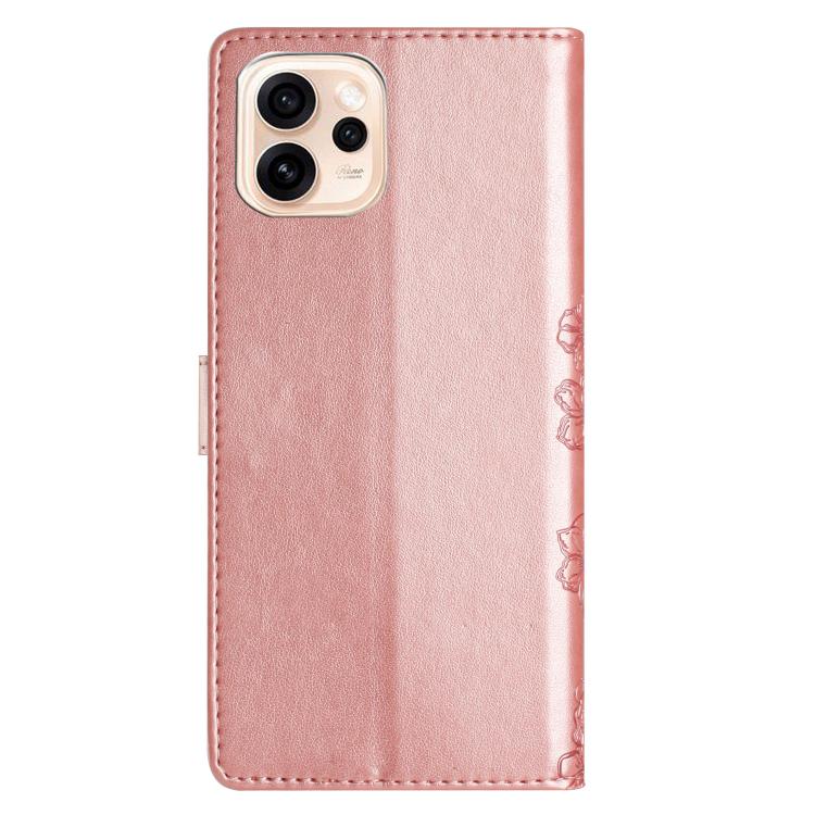 For OPPO Reno15 5G Global Cherry Blossom Butterfly Skin Feel Embossed PU Phone Case