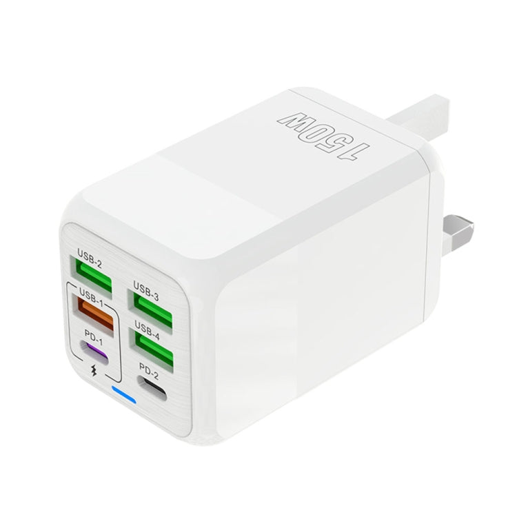 150W 4 x USB + 2 x USB-C / Type-C Multi-port Fast Charger, UK Plug