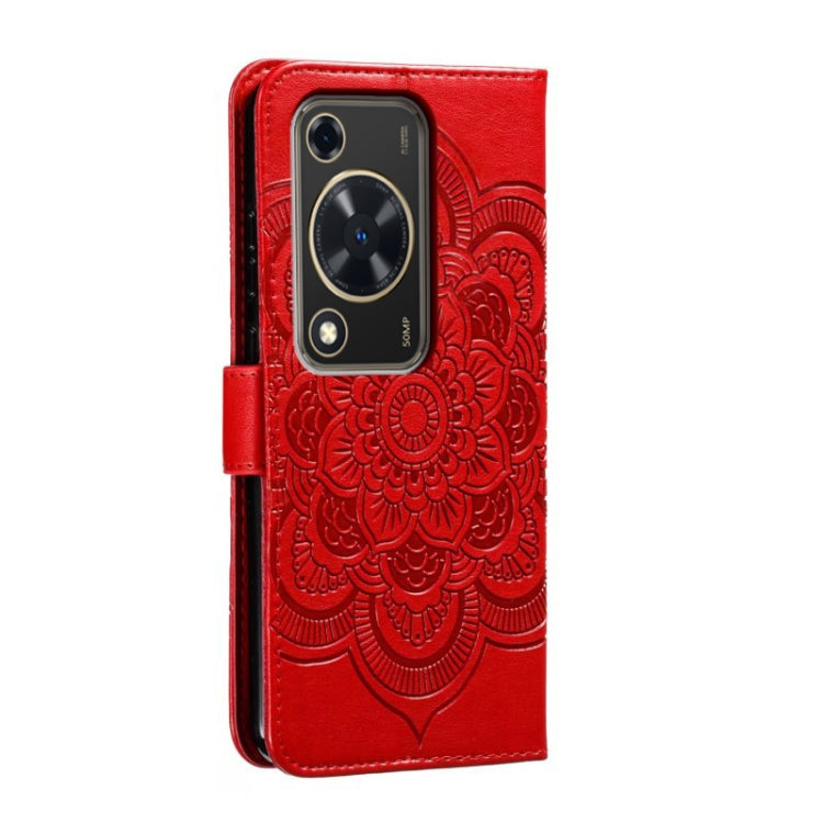 For Huawei Enjoy 70 Sun Mandala Embossing Pattern Phone Leather Case