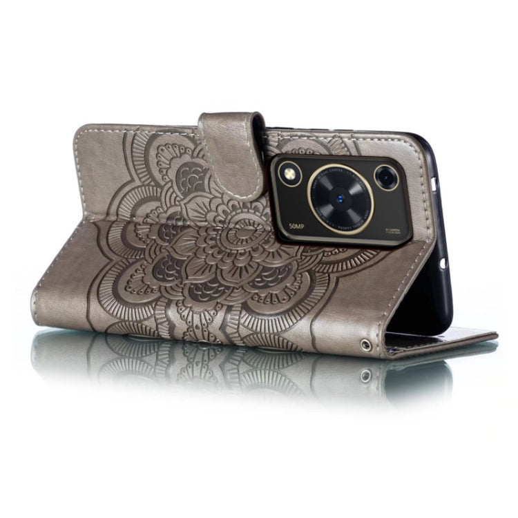 For Huawei Enjoy 70 Sun Mandala Embossing Pattern Phone Leather Case