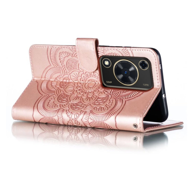 For Huawei Enjoy 70 Sun Mandala Embossing Pattern Phone Leather Case