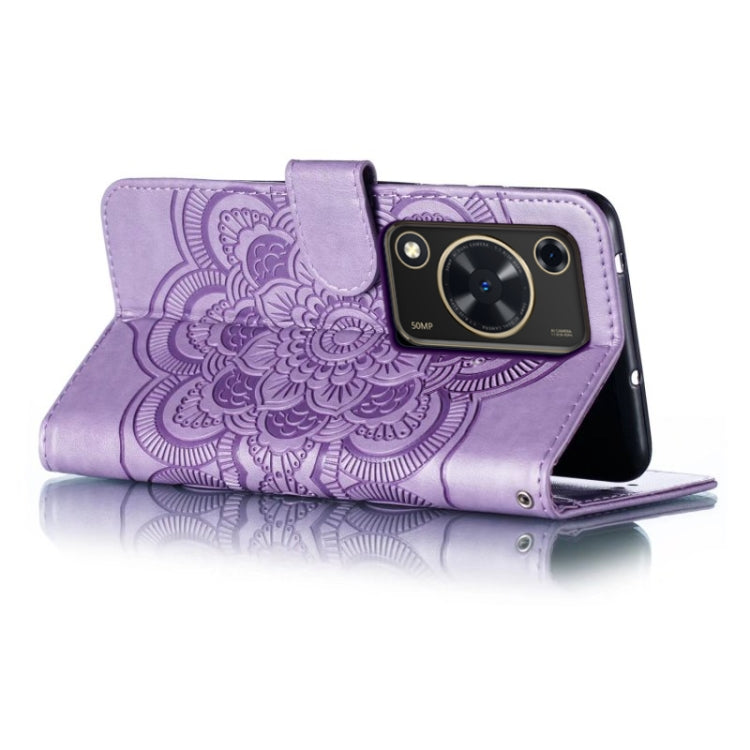 For Huawei Enjoy 70 Sun Mandala Embossing Pattern Phone Leather Case