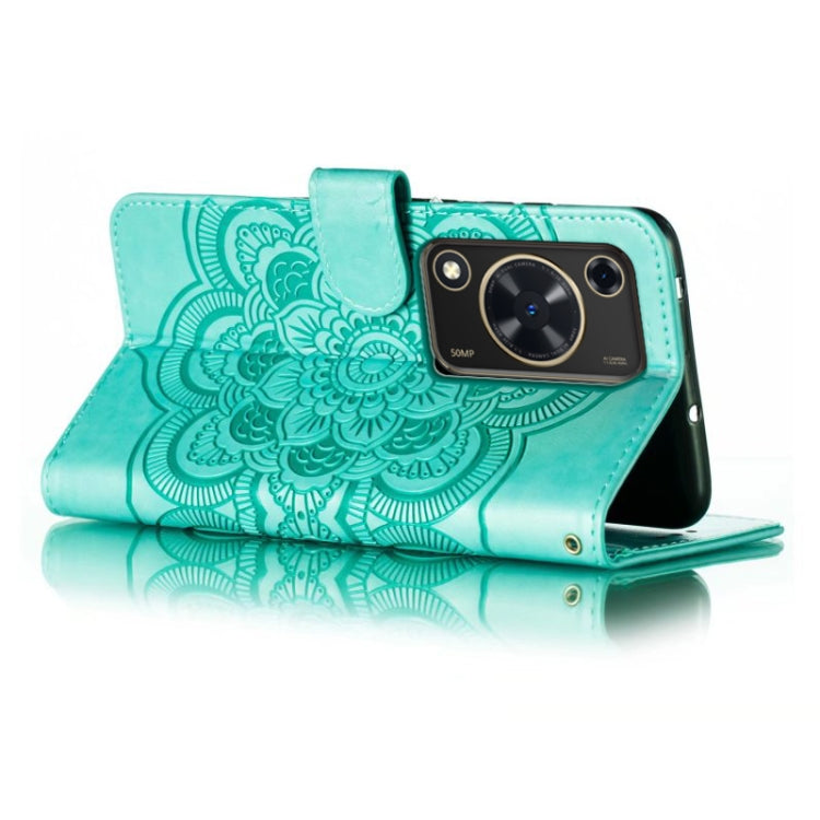 For Huawei Enjoy 70 Sun Mandala Embossing Pattern Phone Leather Case