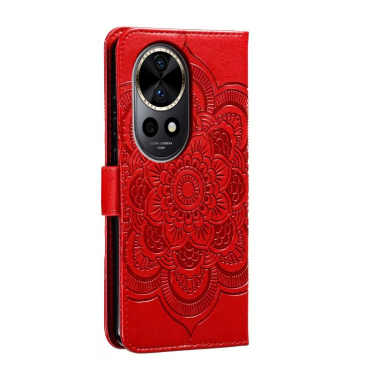 For Huawei Nova 12 Pro Sun Mandala Embossing Pattern Phone Leather Case