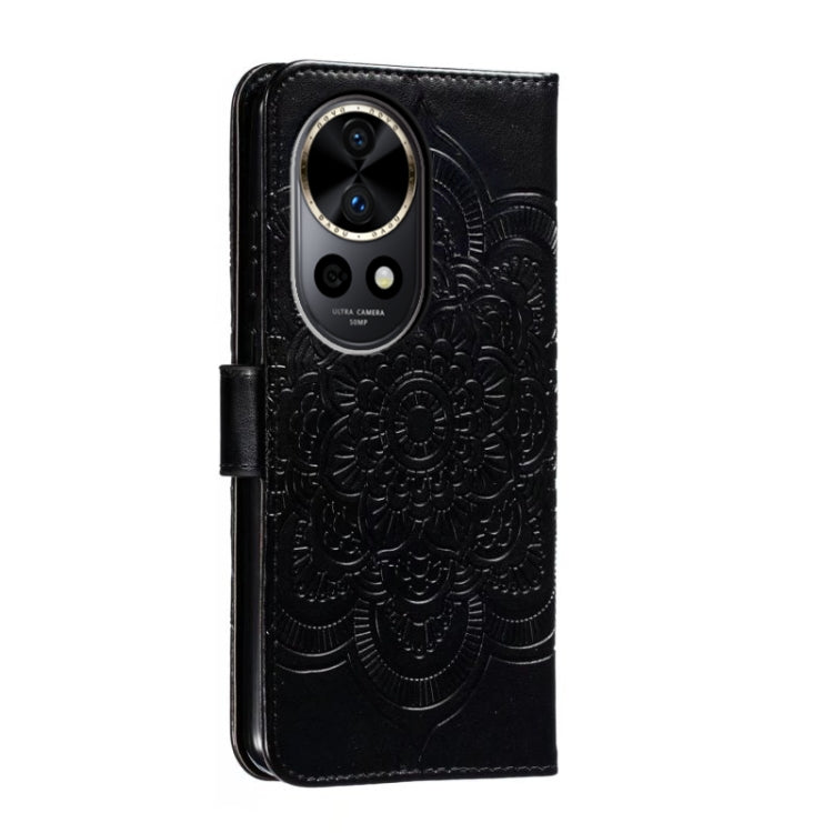 For Huawei Nova 12 Pro Sun Mandala Embossing Pattern Phone Leather Case
