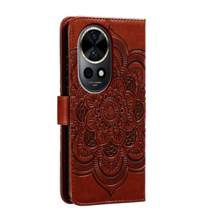 For Huawei Nova 12 Pro Sun Mandala Embossing Pattern Phone Leather Case