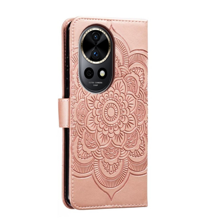 For Huawei Nova 12 Pro Sun Mandala Embossing Pattern Phone Leather Case