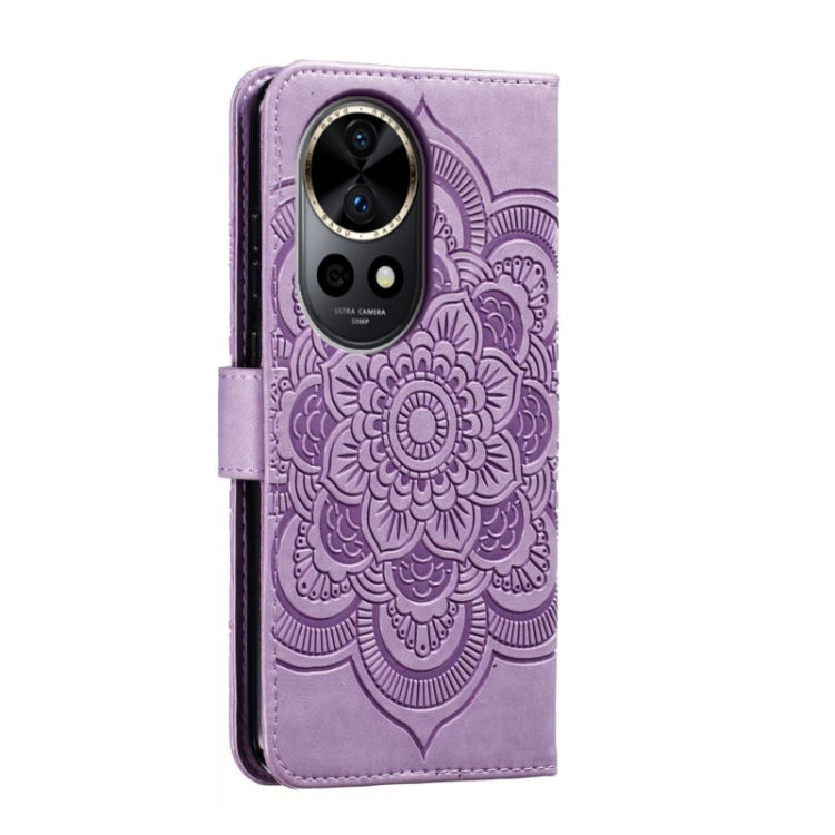 For Huawei Nova 12 Pro Sun Mandala Embossing Pattern Phone Leather Case