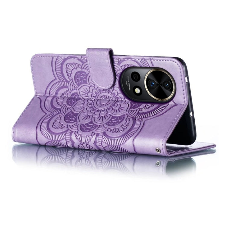 For Huawei Nova 12 Pro Sun Mandala Embossing Pattern Phone Leather Case