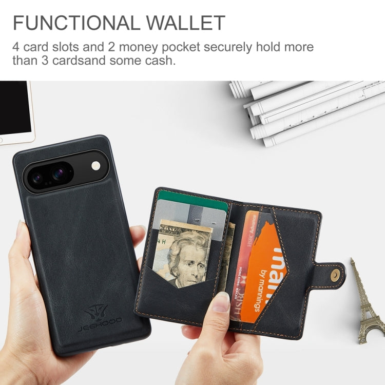 For Google Pixel 9 JEEHOOD J01 Retro Magnetic Detachable Wallet Phone Case