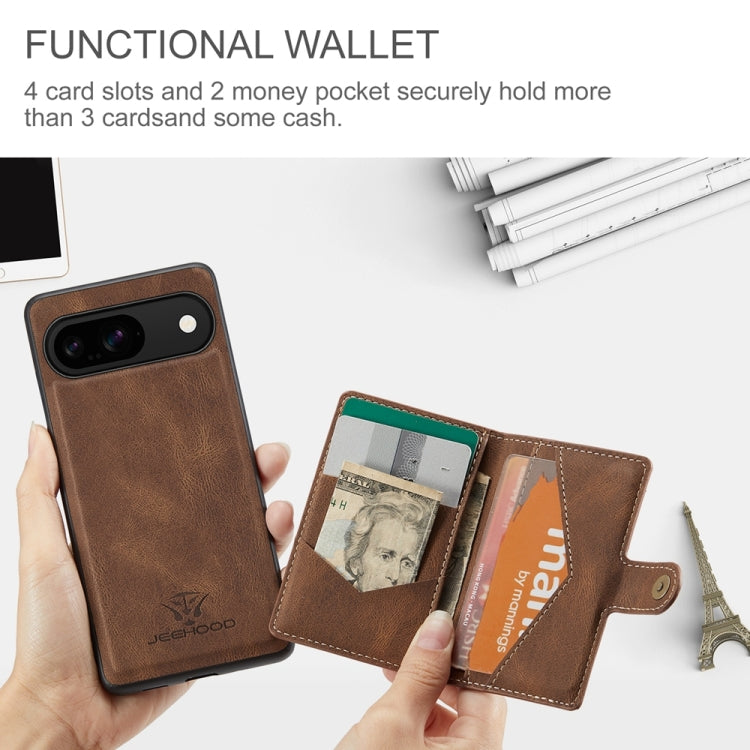 For Google Pixel 9 JEEHOOD J01 Retro Magnetic Detachable Wallet Phone Case