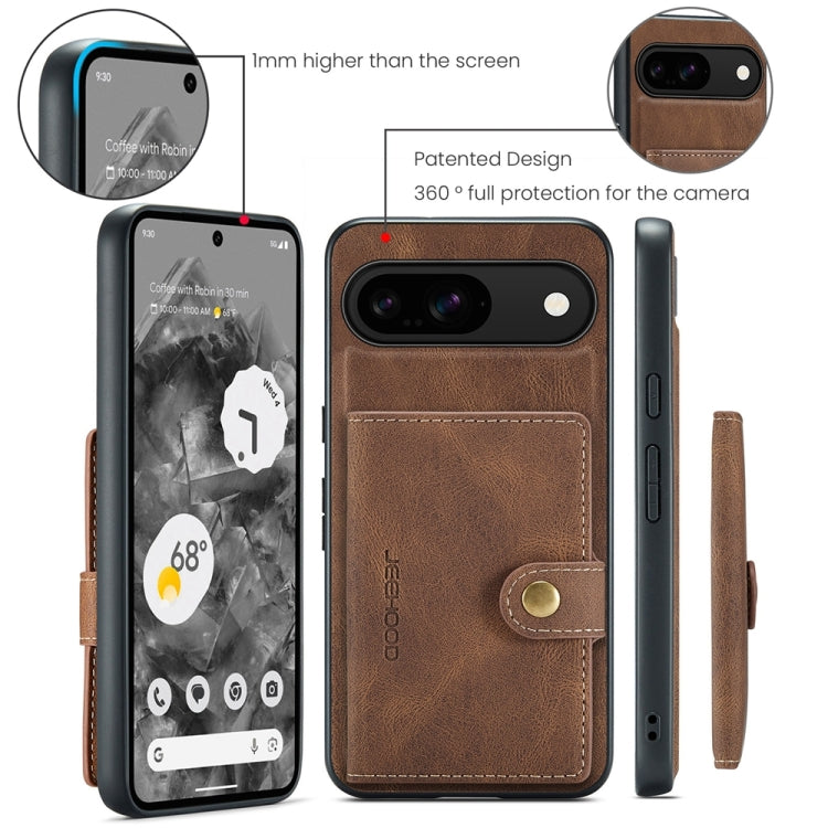 For Google Pixel 9 JEEHOOD J01 Retro Magnetic Detachable Wallet Phone Case