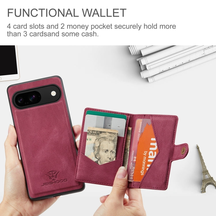 For Google Pixel 9 JEEHOOD J01 Retro Magnetic Detachable Wallet Phone Case