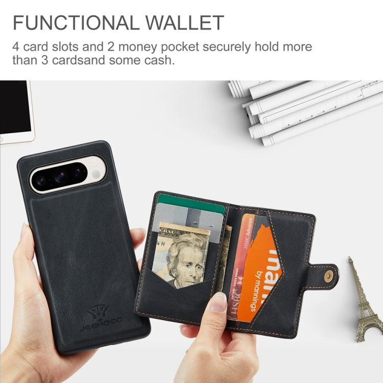For Google Pixel 9 Pro JEEHOOD J01 Retro Magnetic Detachable Wallet Phone Case