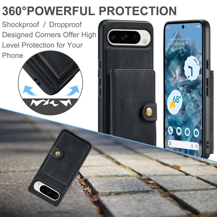 For Google Pixel 9 Pro JEEHOOD J01 Retro Magnetic Detachable Wallet Phone Case