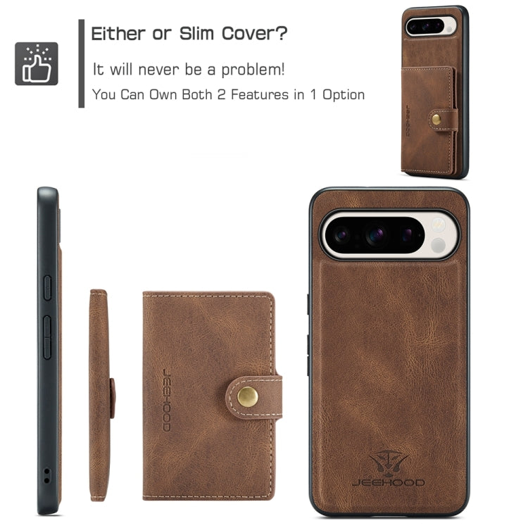 For Google Pixel 9 Pro JEEHOOD J01 Retro Magnetic Detachable Wallet Phone Case