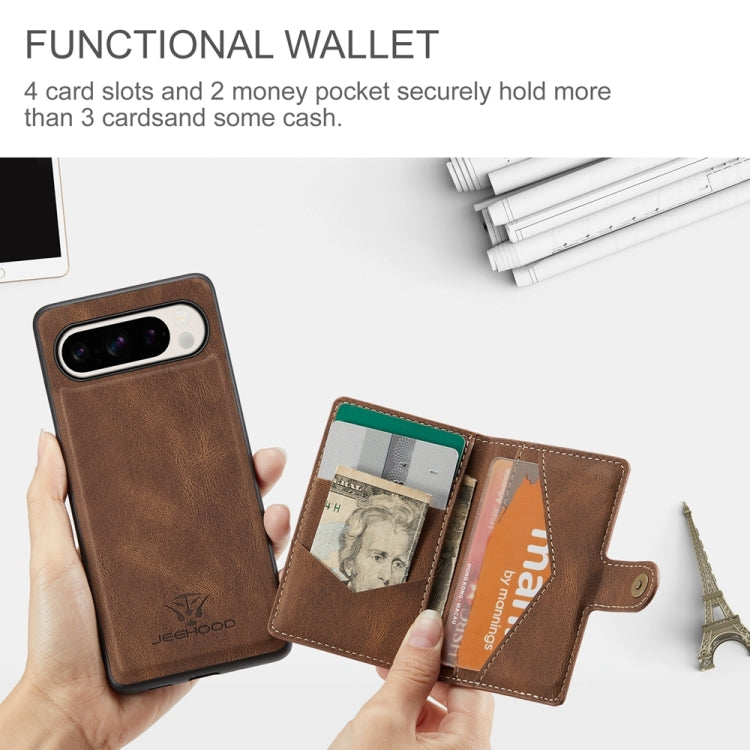 For Google Pixel 9 Pro JEEHOOD J01 Retro Magnetic Detachable Wallet Phone Case