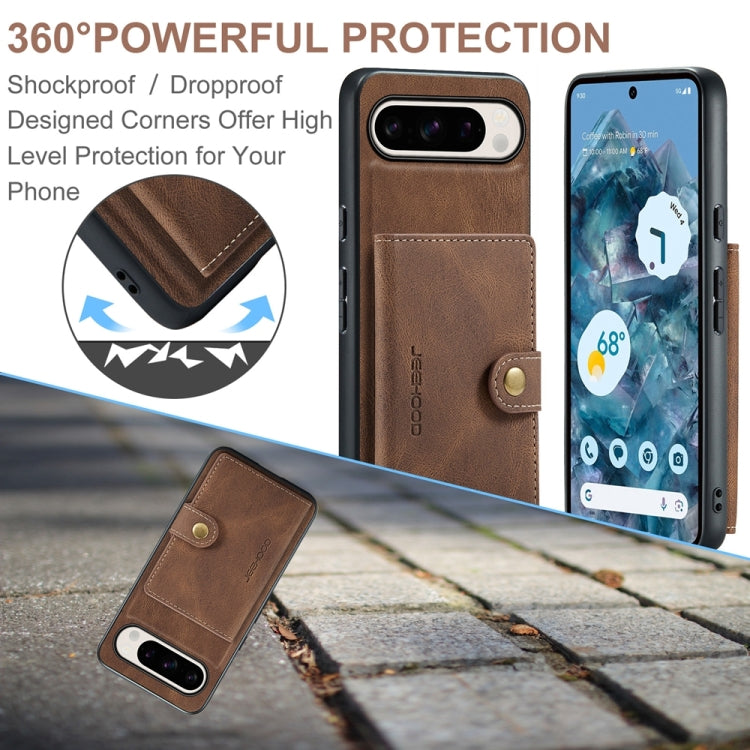 For Google Pixel 9 Pro JEEHOOD J01 Retro Magnetic Detachable Wallet Phone Case