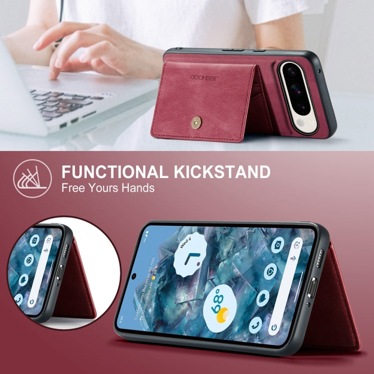 For Google Pixel 9 Pro JEEHOOD J01 Retro Magnetic Detachable Wallet Phone Case