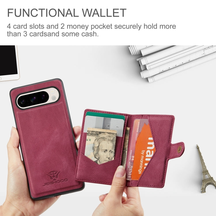 For Google Pixel 9 Pro JEEHOOD J01 Retro Magnetic Detachable Wallet Phone Case