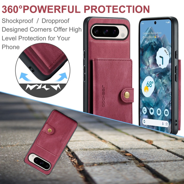 For Google Pixel 9 Pro JEEHOOD J01 Retro Magnetic Detachable Wallet Phone Case