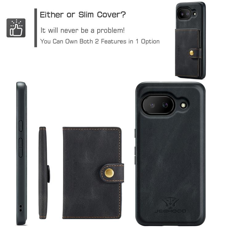 For Google Pixel 9a JEEHOOD J01 Retro Magnetic Detachable Wallet Phone Case