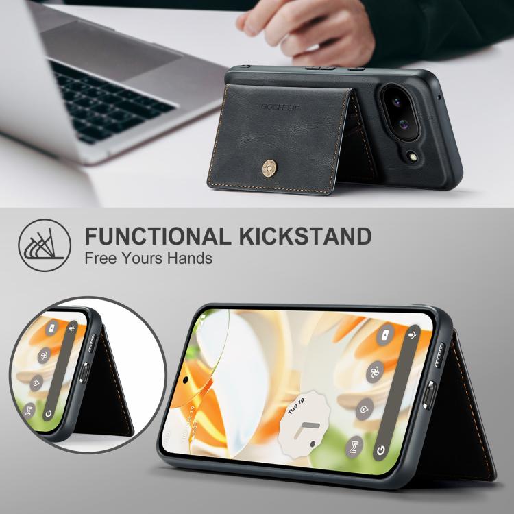 For Google Pixel 9a JEEHOOD J01 Retro Magnetic Detachable Wallet Phone Case
