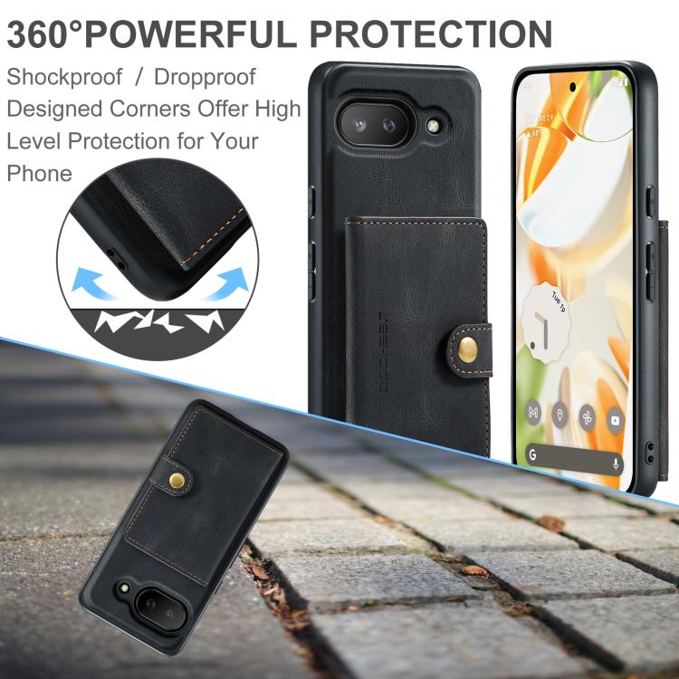 For Google Pixel 9a JEEHOOD J01 Retro Magnetic Detachable Wallet Phone Case