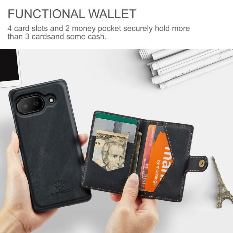 For Google Pixel 9a JEEHOOD J01 Retro Magnetic Detachable Wallet Phone Case