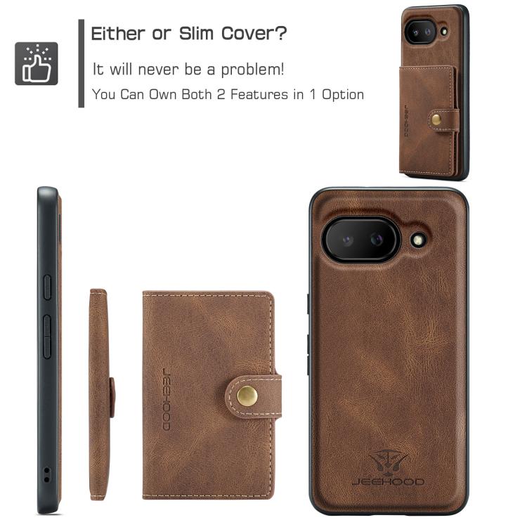 For Google Pixel 9a JEEHOOD J01 Retro Magnetic Detachable Wallet Phone Case