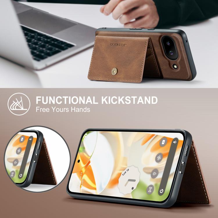 For Google Pixel 9a JEEHOOD J01 Retro Magnetic Detachable Wallet Phone Case