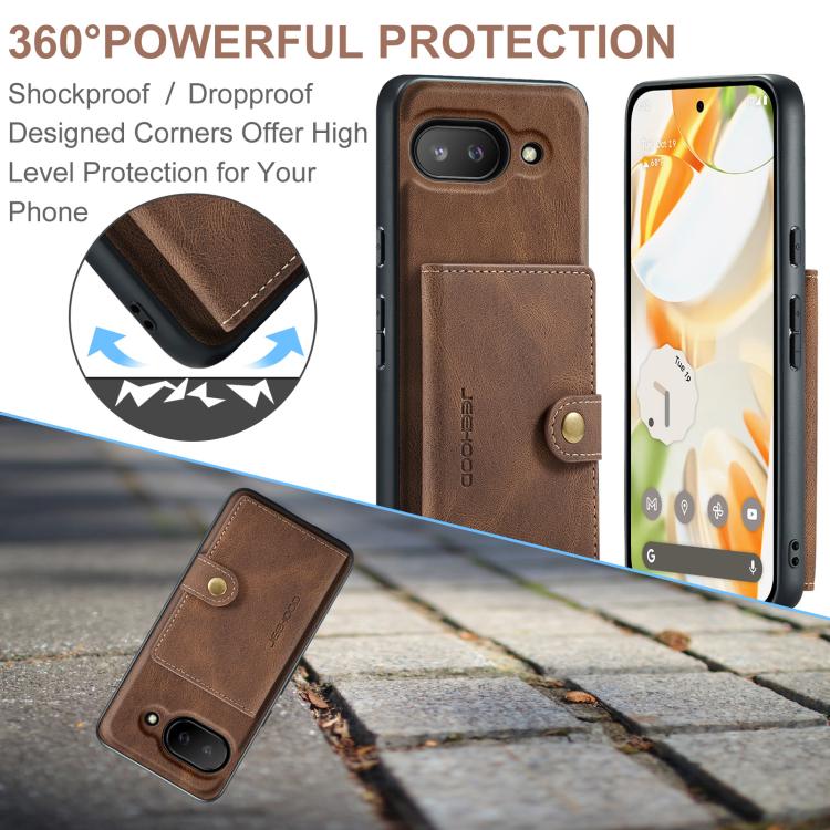 For Google Pixel 9a JEEHOOD J01 Retro Magnetic Detachable Wallet Phone Case