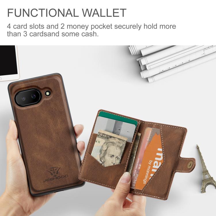 For Google Pixel 9a JEEHOOD J01 Retro Magnetic Detachable Wallet Phone Case