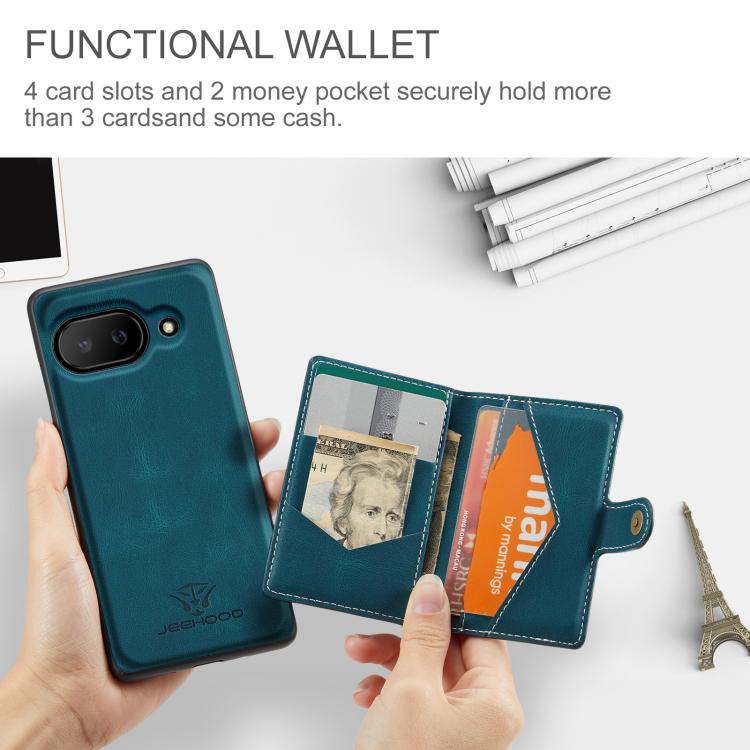 For Google Pixel 9a JEEHOOD J01 Retro Magnetic Detachable Wallet Phone Case