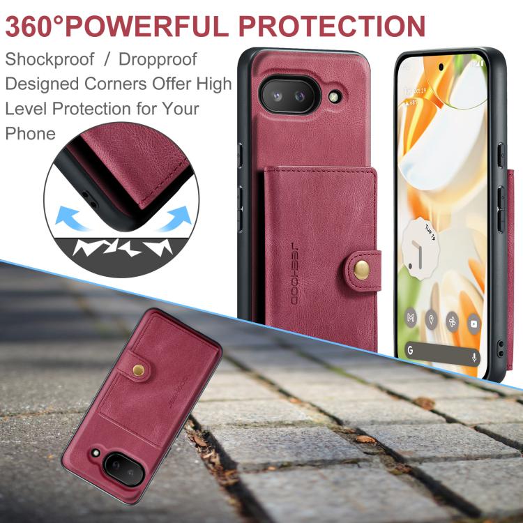For Google Pixel 9a JEEHOOD J01 Retro Magnetic Detachable Wallet Phone Case