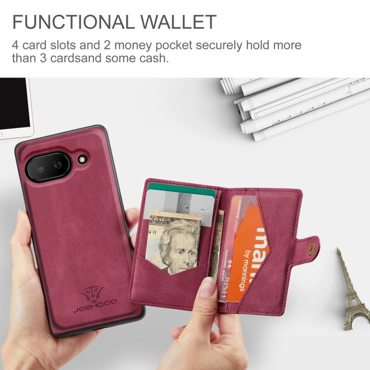 For Google Pixel 9a JEEHOOD J01 Retro Magnetic Detachable Wallet Phone Case