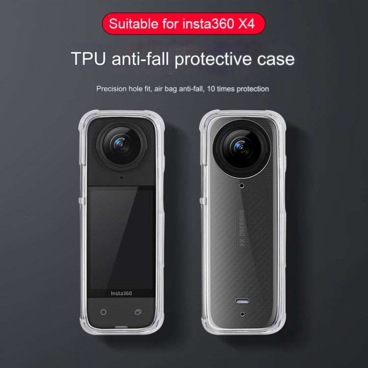 For Insta360 X4 Clear 1.5mm Soft TPU Protective Case With Neck Strap