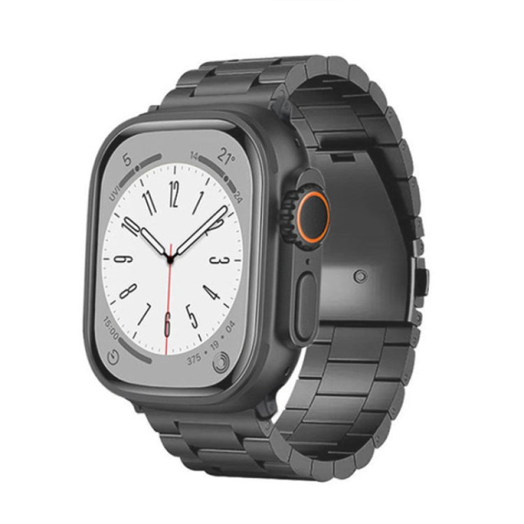 For Apple Watch Series 7 45mm 3-Bead Flat Buckle Titanium Alloy Watch Band