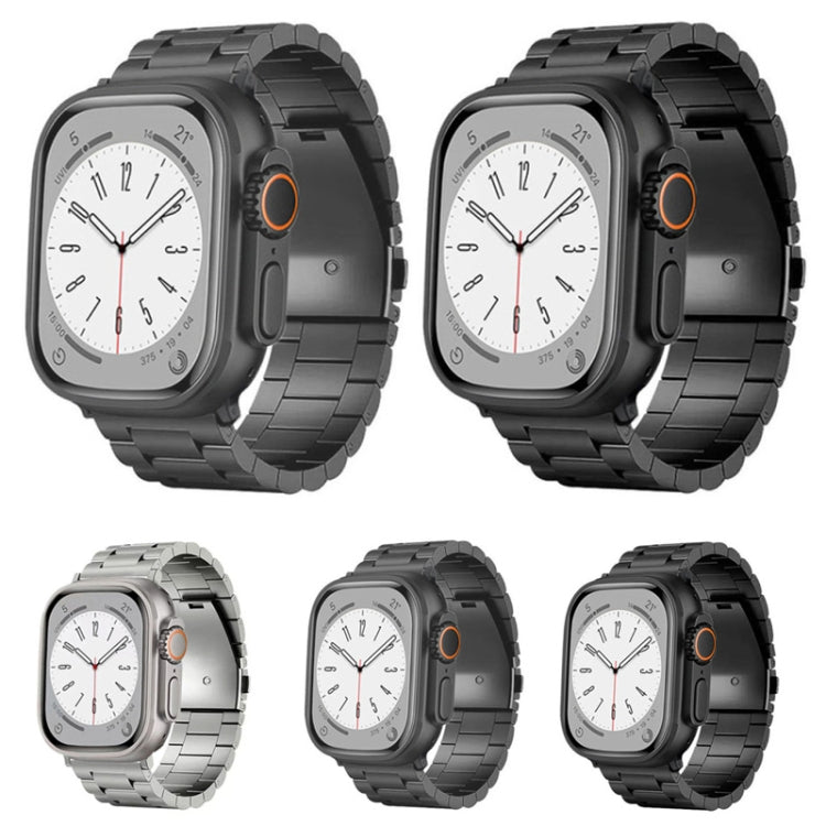 For Apple Watch SE 44mm 3-Bead Flat Buckle Titanium Alloy Watch Band