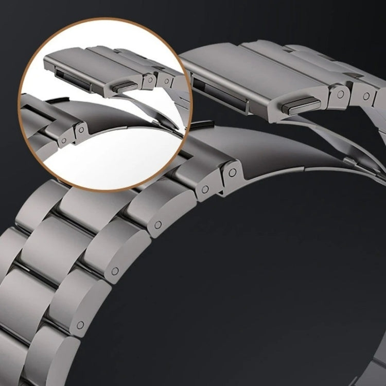 For Apple Watch SE 44mm 3-Bead Flat Buckle Titanium Alloy Watch Band
