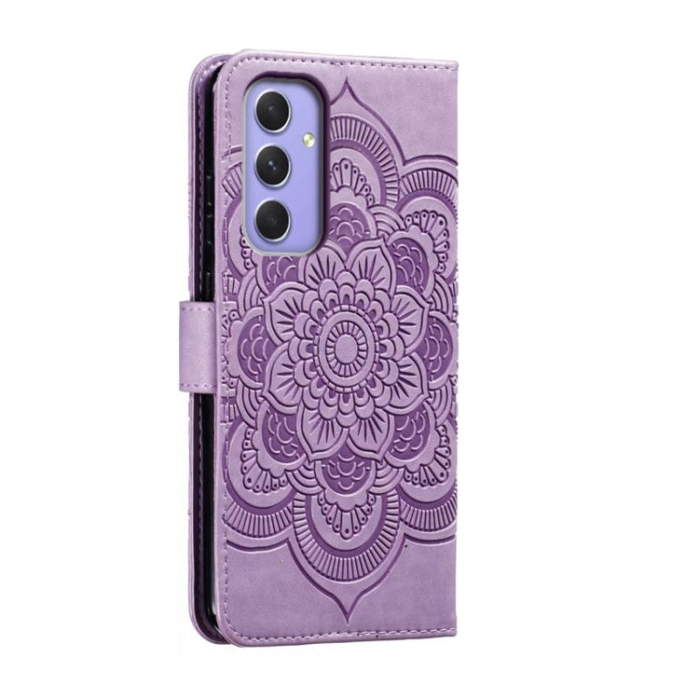 For Samsung Galaxy A55 5G Sun Mandala Embossing Pattern Phone Leather Case